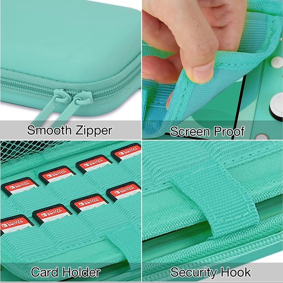 Teal Switch Lite Carrying Case With 4 Thumbgrips - Picture 6 of 8